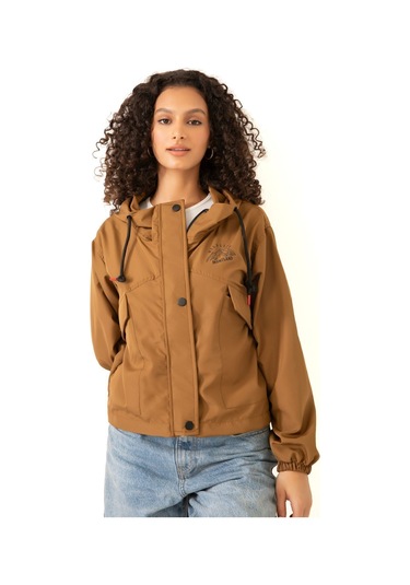 Riverstorm Kadın Taba Su Geçirmez Ve Rüzgara Dayanıklı Kapüşonlu Cepli Çıt Çıtlı Mevsimlik Yağmurluk Taba