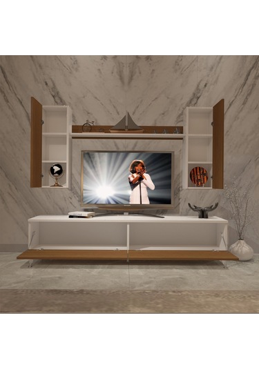 Decoraktiv Eko 7 Slm Std Silver Tv Ünitesi Tv Sehpası Beyaz - Ceviz
