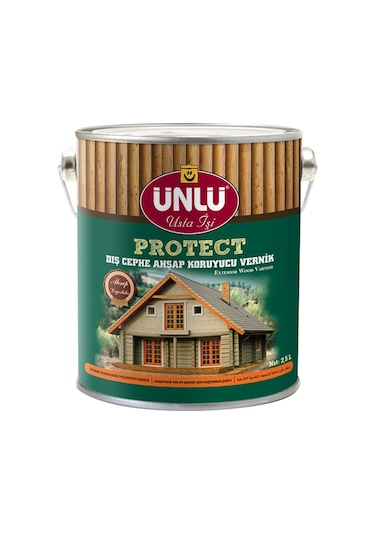 Ünlü Protect Vernikli Dış Cephe Ahşap Koruyucu 12Kg