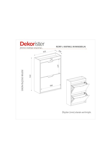 Remy 2 Kapaklı Ayakkabılık Kumtaşı - Antrasit