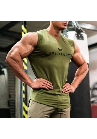 Kırmızı Muscleguys Yeni V Yaka Beyaz Yelek Yaz Ince Slim Fit Kolsuz Tişört Giyim Eğitim Spor Kıyafetleri Kırmızı