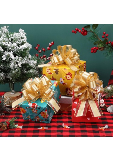 Dofolink 30 Adet Büyük Boy Altın Hediyelik Şerit Bow - Dekoratif Kumaş Bowknot