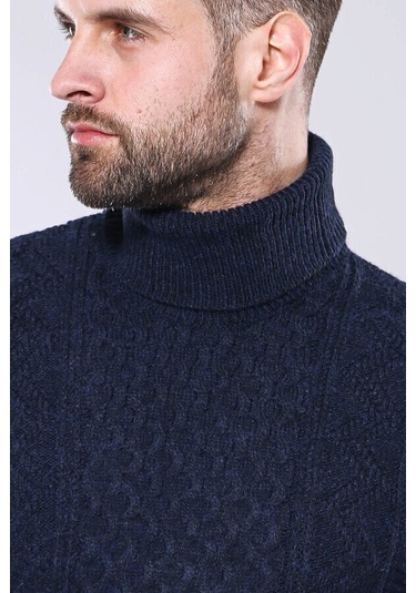 Wessi Desenli Balıkçı Yaka Triko - Lacivert