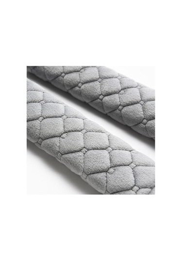 Emniyet Kemeri Nakışlı Koltuk Kemer Pedi 2 Adet Gri Yumuşak Kumaş Voleur Kumaş