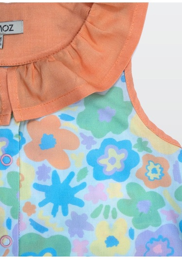 İnce Dokuma Fırfırlı Çiçek Desenli Yazlık Kız Çocuk Bebek Tulum Çok Renkli