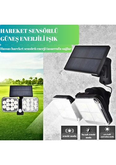Hpytech 120 Led Güneş Enerjili Solar Lamba 20w Su Geçirmez, Şar Siyah