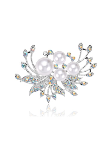 Monyee Zirve Simge Gümüş Renkli İmitasyon İncili Kelebek Motifli Broş - Güzellik Ve Zarafetle Takı Kolleksiyonunu Zenginleştirin Gümüş