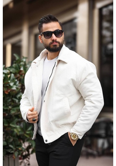 Unisex Yeni Sezon Kapitone Dolgulu Oversize Vintage Beyaz Kadife