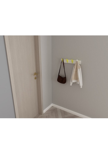 Hepsi3boyutlu Modern Duvar & Kapı Kanca Askılık - 4 Adet Sarı Kanca Askılık - Model No : 5 Sarı