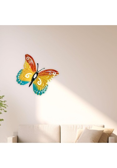 Suntek Metal Kelebek Duvar Dekoru Sanatı Heykeli Yatak Odası 24cmx17.5cm