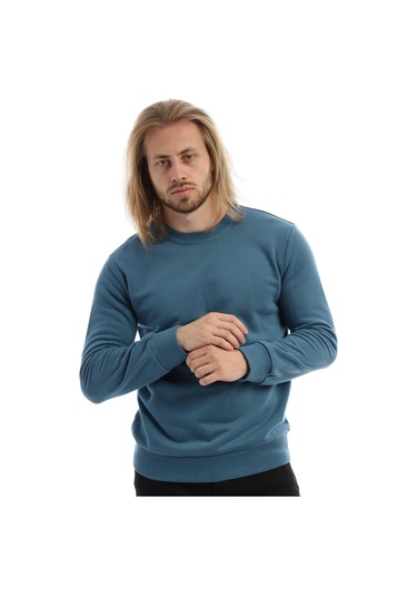 Erkek Bisiklet Yaka 3 İplik Sweat Mavi