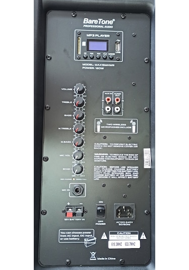 Baretone Max-15mhwr Taşınabilir Hoparlör,2 Xkablosuz Mikrofon,mp3
