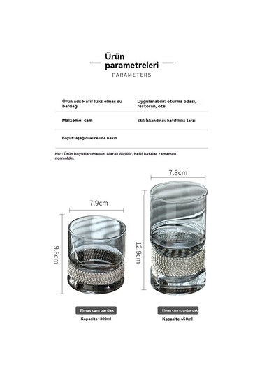 Işık Leks Elmas Kaplamalı Cam Kupa 301-400 Ml