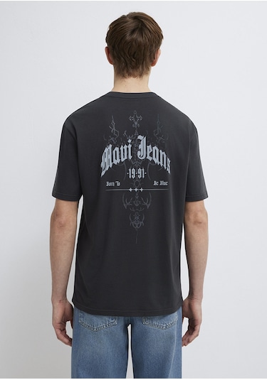 Mavi - Mavi Jeans Baskılı Antrasit Tişört 0613212-70087 Antrasit
