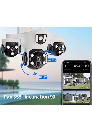 Mpia Mizu V380pro 18mp 6mp+6mp+6mp Üç Kameralı 10x Zoom Gece Görüş Wifi Sesli Türkçe