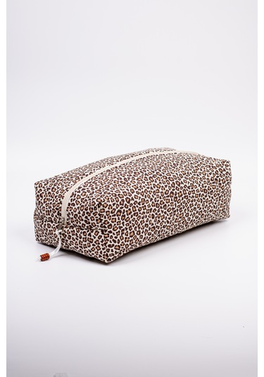 Makyaj Çantası 2 Li Set Leopar Desenli