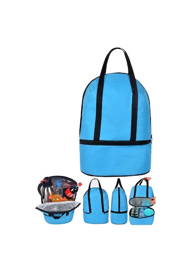 Plaj Çantası Termos Isı Yalıtımlı Sıcak Soğuk Tutucu Çanta 26 L Açık Mavi