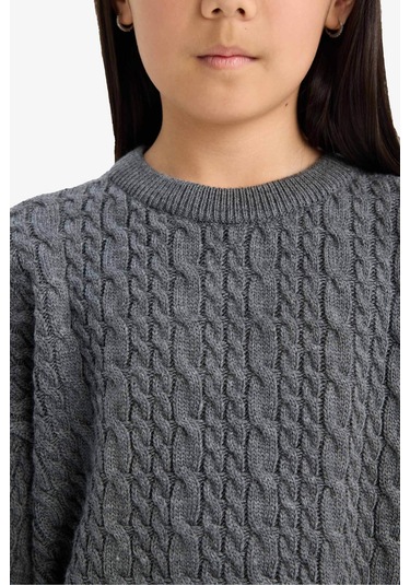 Defacto Antrasit Kız Çocuk Kazak E7880a8/ar220 Antrasit