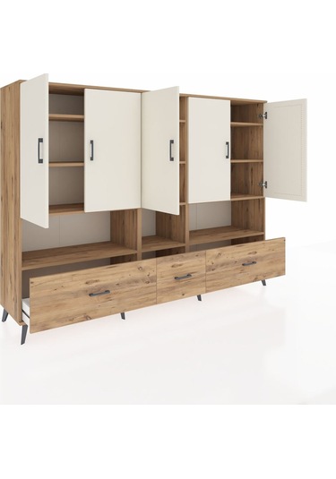 Hyperion Dolap 12 Raflı 3 Çekmeceli 5 Kapaklı 220x44x163 Çam-ayta Çam-aytaşı/çam