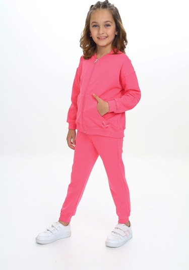 Toontoy Kız Çocuk Damla Nakışlı Eşofman Takım Fuşya