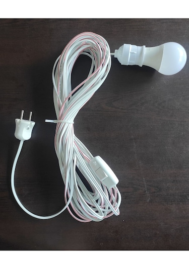 7,5 Metre Kablolu Anahtarlı Seyyar Uzatma Ampul Beyaz Işık E27 Led Ampul 9 Watt Yok