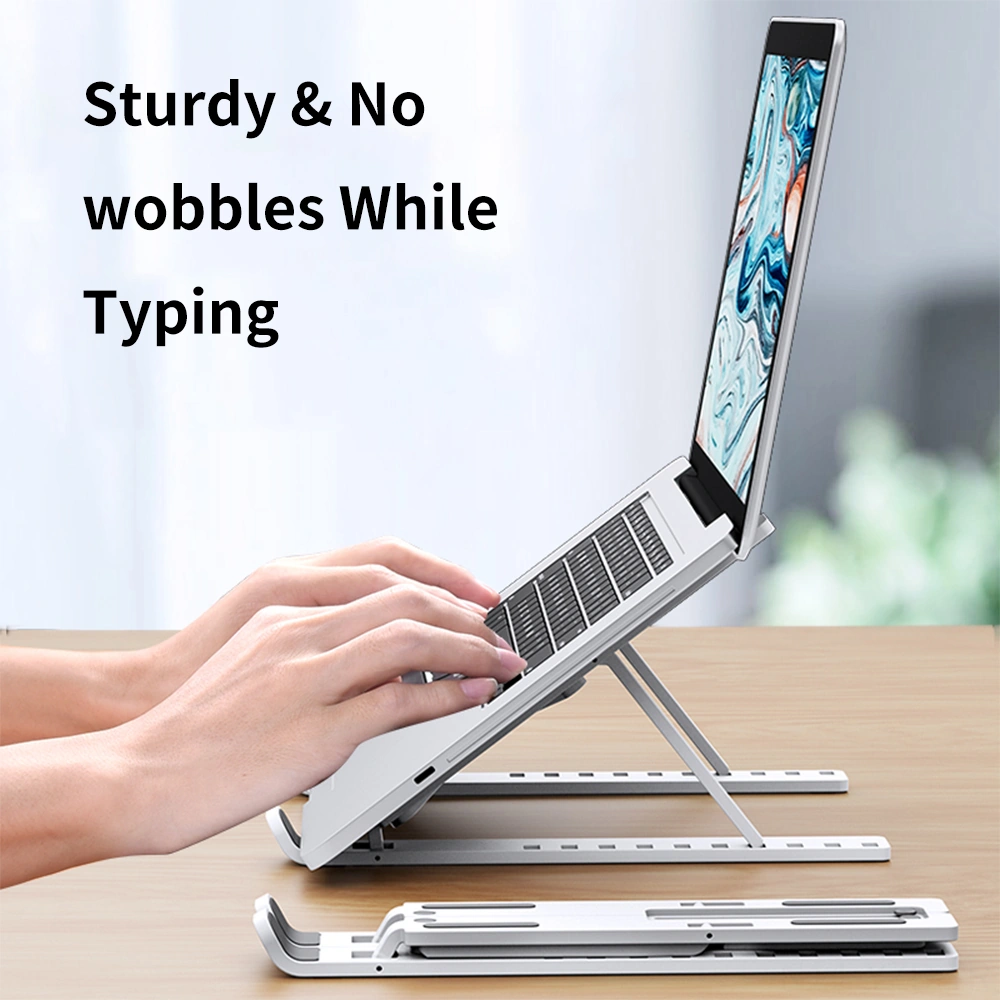 Yuntech01 Laptop Maviği Abs+silikon 10 Seviye Yükseklik Ayarlı Soğutucu Katlanabilir Tahta Siyah Ergonomik Masaüstü Tutucu