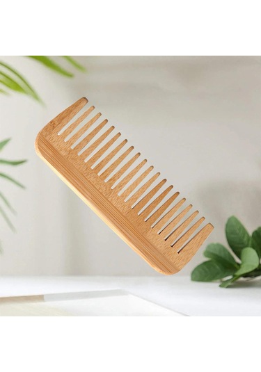 Suntek Bambu Saç Tarağı Geniş Diş Dolaşık Açıcı Tarak