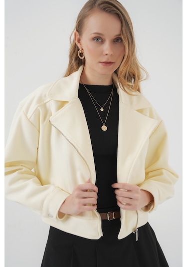 Bigdart 0717 Kadın Kısa Kaşe Ceket - Krem