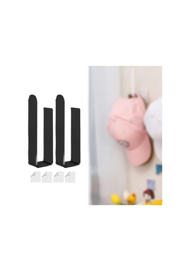 Homyl 2 Adet Akrilik Şapka Kancaları Sağlam Delme Siyah