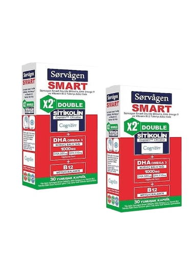 Sorvagen Smart Sitikolin 250 Mg Dha Omega 3 Ve B12 30 Kapsül X 2
