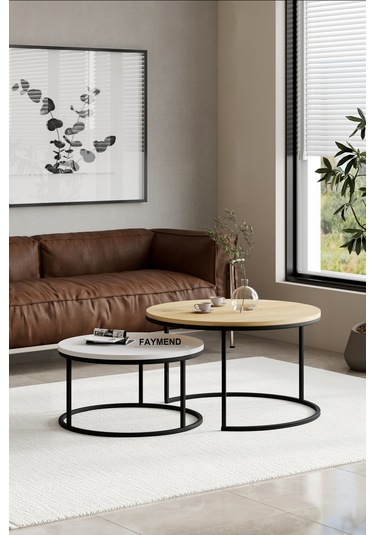 Faymend Prime 2'li Orta Sehpa 'siyah Beyaz Rivoli' 70x58 Siyah-rivoli-beyaz