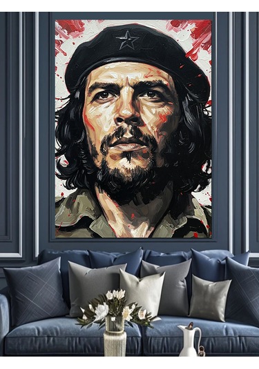 Che Guevara Portre Sanat Dekoratif Kanvas - Mdf Ahşap Tablo