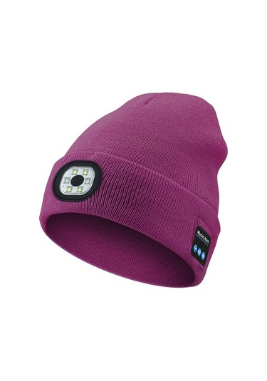 Açık Çok Fonksiyonlu 2'si 1 Arada Led Aydınlatma Örgü Sökülebilir Bluetooth Şapka 3544 Mor