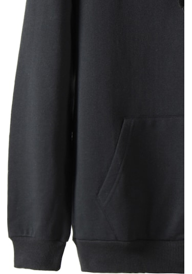 Terapi Men Erkek Siyah Kapüşonlu Kanguru Cepli Basic Hoodie Sweatshirt Siyah