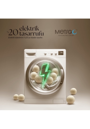 METSGO ( 3 Adet ) Yün Kurutma Topu - Doğal Yumuşatıcı- Kırışık Giderici - Kurutma Makinesi Için