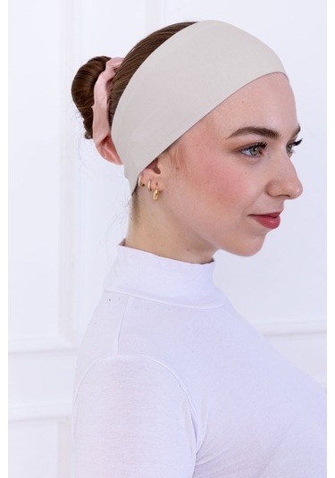 Kaymayan Silikonlu Bandana Bone - Sportif Saç Bandı-açık Bej Açık Bej