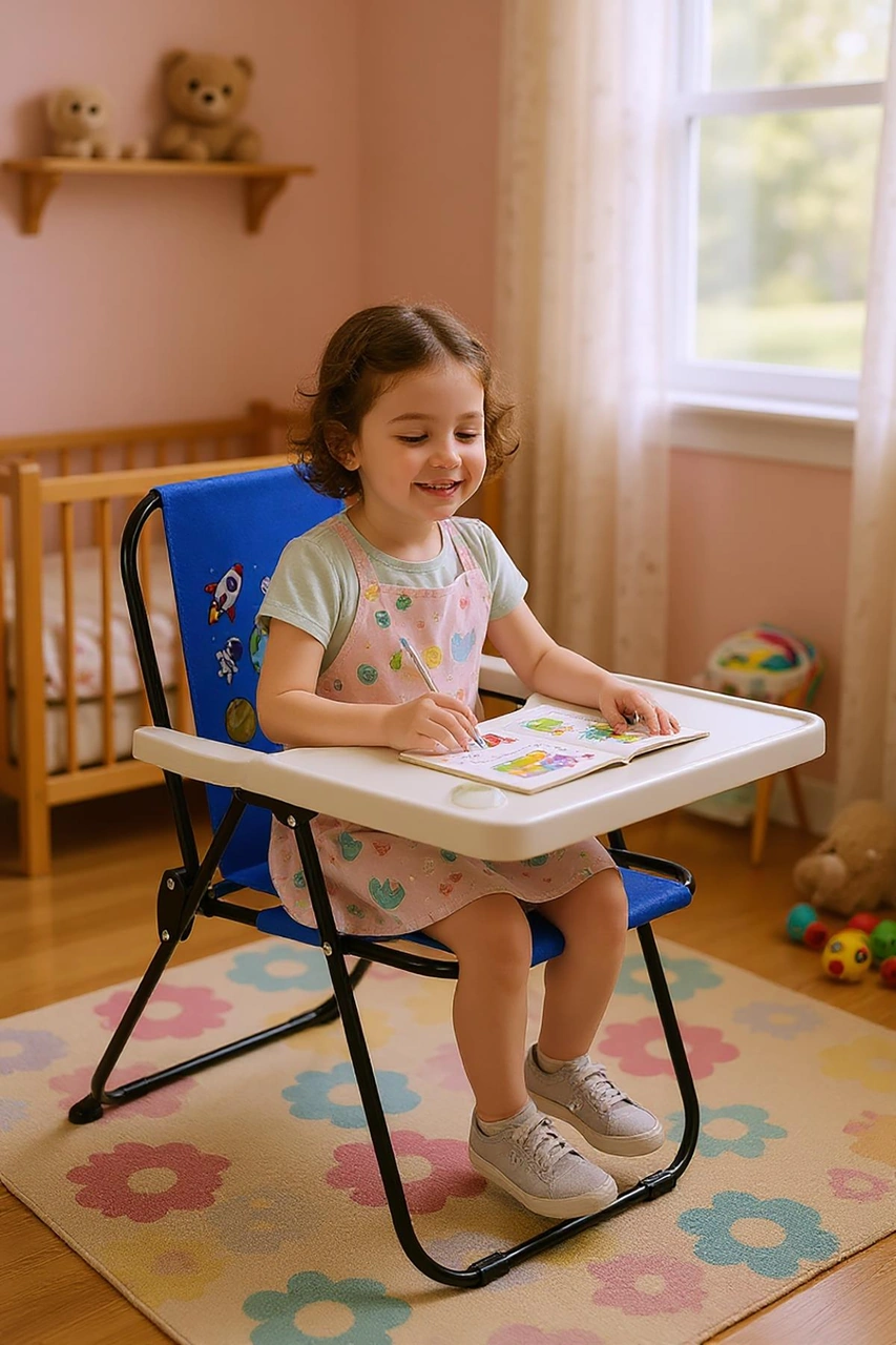 Exent 2 6 Yaş, Katlanabilir Çocuk Sandalyesi Ve Masası Tak-çıkar Masa-galaxy Uzay Yolu-mavi Çok Renkli