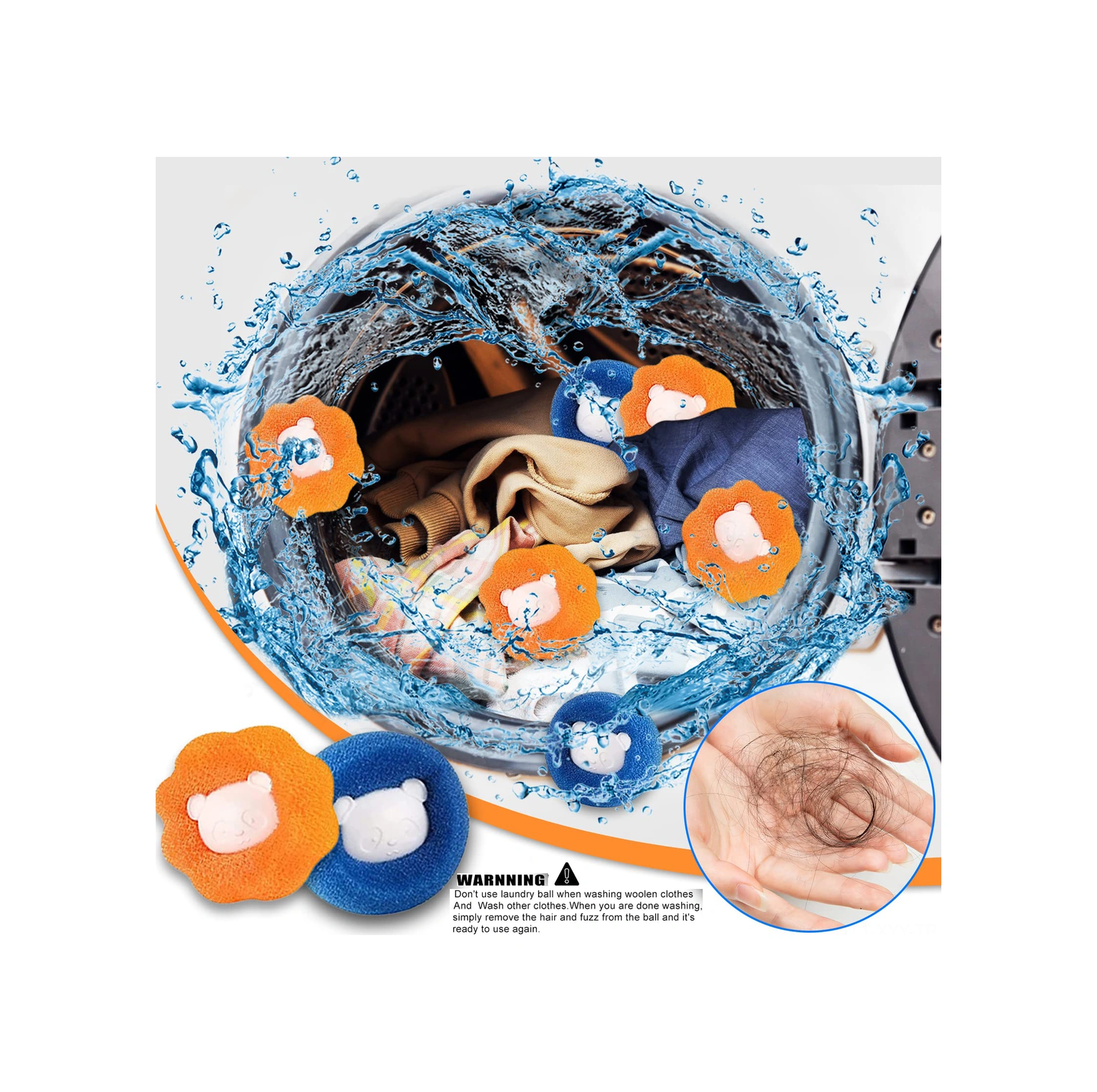 Yaleker 12 Adet Renkli 6 Mavi, 6 Turuncu Çamaşır Makinesi Külçesi - Saç Ve İp Toplayıcı, Kuruğa Dayanıklı Pu Spons Mavi - Turuncu