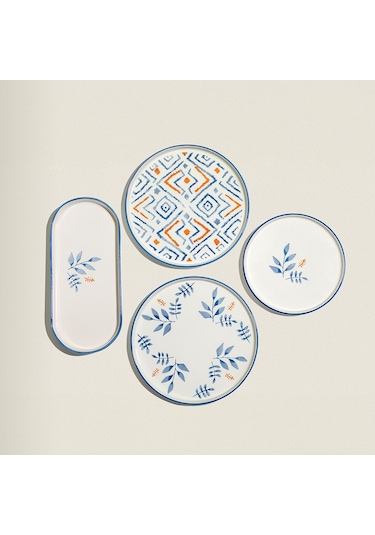 Nehir Blue Orange 6 Kişilik 13 Parça Seramik Kahvaltı Takımı Beyaz - Mavi