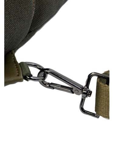 Haki Kanvas Kulaklık Çıkışlı Çapraz Askılı Omuz Çantası Çapraz Ça Haki