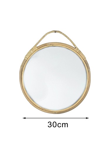 Suntek Yuvarlak Duvar Aynası Rattan Çerçeve 11 '' Yuvarlak Bej