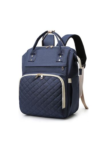 Hangfox Erkek Kadın Unisex Çift Askılı Anne Çanta, Isı Yalıtımlı Biberon Cepler, Bebek Arabasına Takılabilir, Usb Şarj Portu, Su Geçirmez Nilon, Mavi Mavi