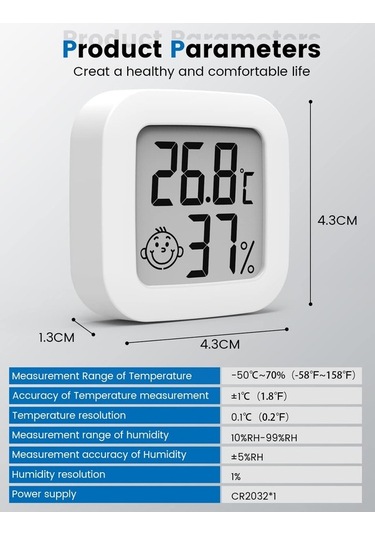 Zyzqstore Mini Termometre, Yüksek Doğruluklu Sıcaklık Ve Nem Ölçer, 1 Adet 1 Adet