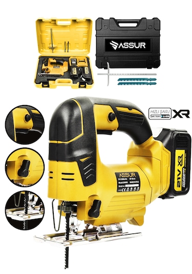 Assur ASR857 21V Çift Akü Dekupaj Testere Sarı