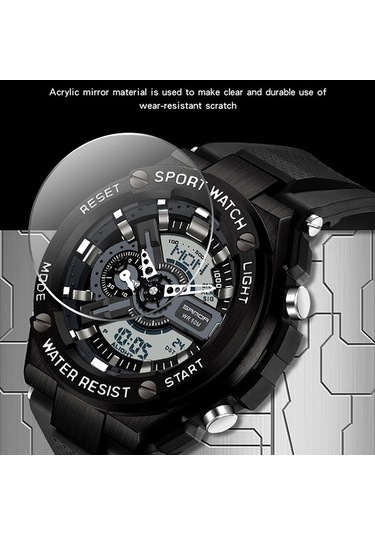 Novahub Sanda 3170 Erkekler Led Aydınlık Su Geçirmez Spor Saati Çok Renkli Siyah Kırmızı Çok Renkli