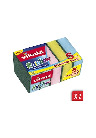 Vileda Rainbow 5'li Bulaşık Süngeri 2'li Paket