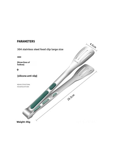Qingmipy Ticari Kaliteli 304 Paslanmaz Çelik Kore Stili Izgara夹ı - Büyük Boy Üç Çizgili Yeşil Kollü Et Ve Yemek夹ı Toptan Satış Diğer