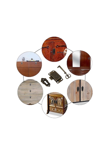 Adet Dolap Kapı Kilidi Antik Kilit Mobilya Mandalı Dekoratif Dolaplar İçin Anahtarlı Kilit Ahşap Kutu Antik Mücevher Makyaj Çantası F