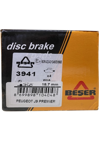 Beşer 3941 Ön Fren Balatası J9 Premier 2.8