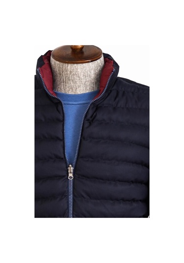 Çift Taraflı Kapitone Dik Yaka Lacivert Erkek Kışlık Şişme Yelek 001
